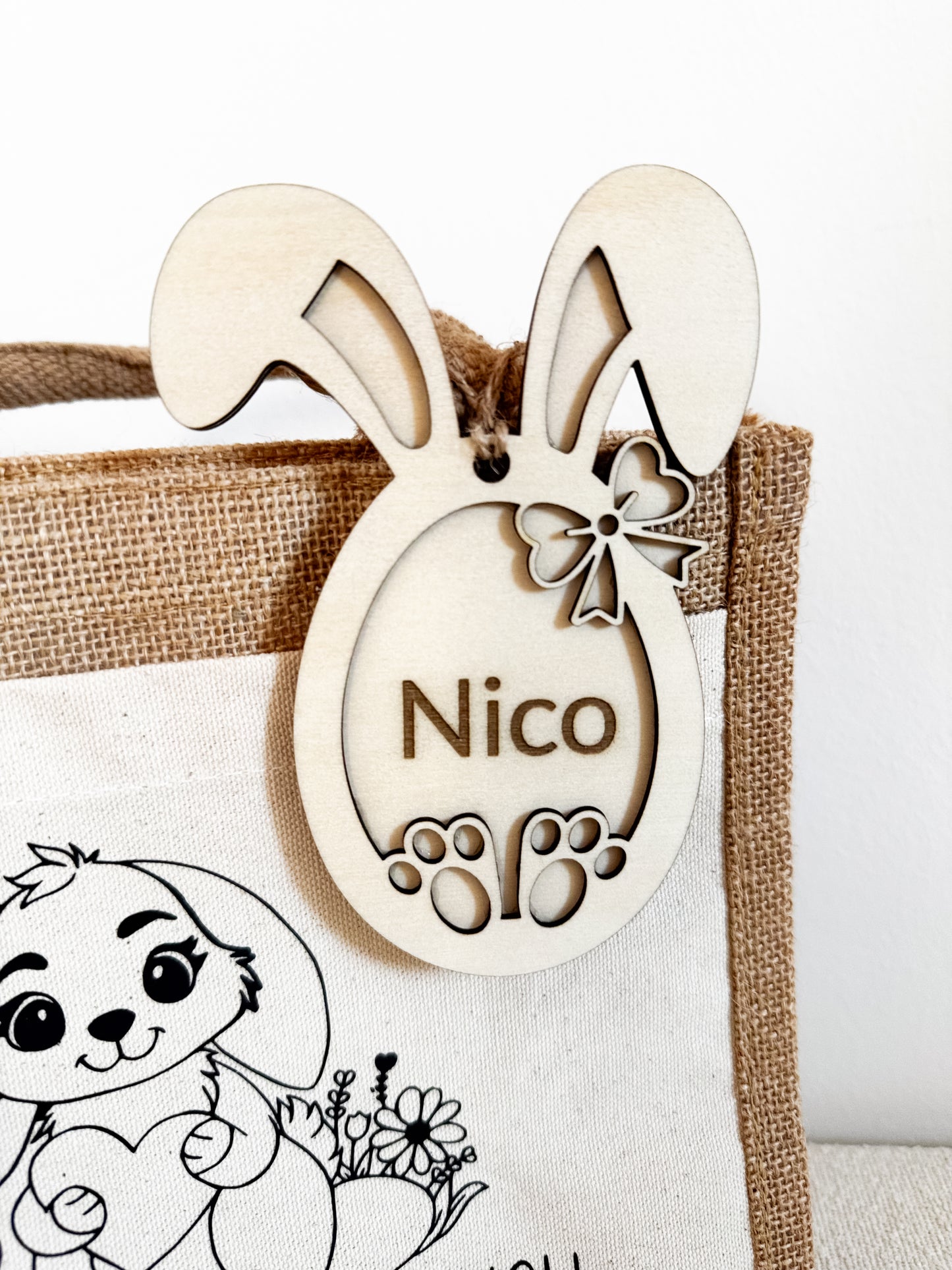 Personalisierter Osteranhänger – Hasen Holzanhänger mit Name