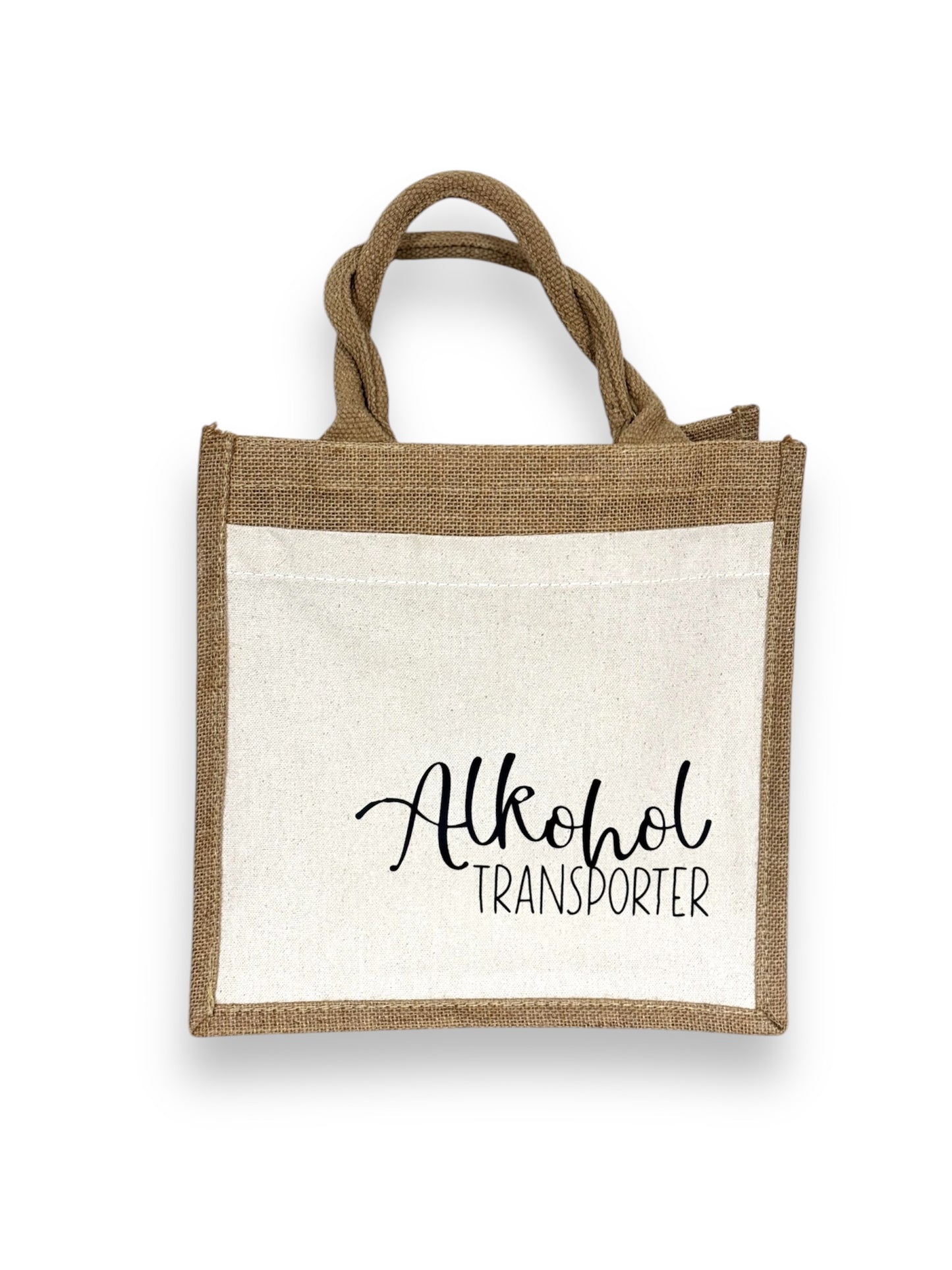 Humorvolle Jutetasche - Alkohol Transporter