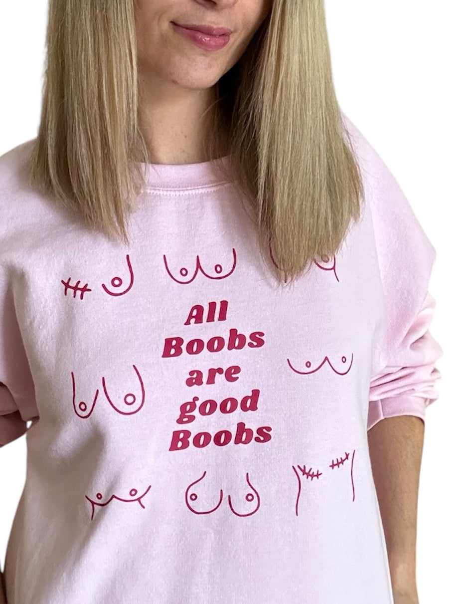 Oversized Pullover "All Boobs are Good Boobs" – Brustkrebs-Kollektion