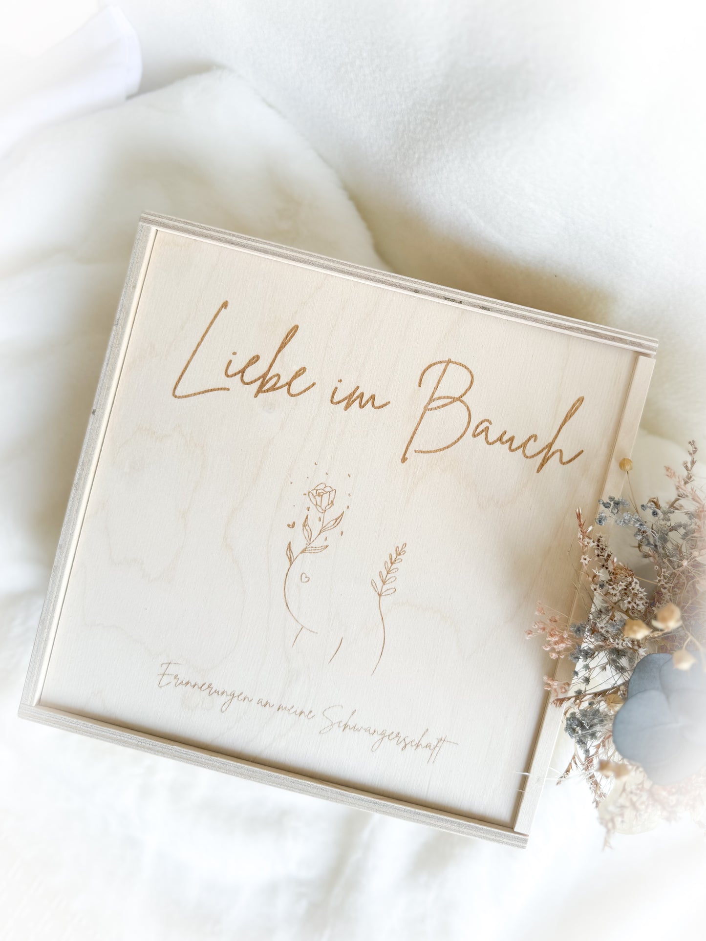 Erinnerungskiste aus Holz mit Schiebedeckel | Holzbox | Gravur | Schwangerschaft | Geschenk