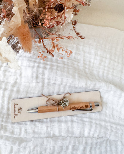 Personalisierter Holz -Kugelschreiber mit Gravur & Geschenkverpackung