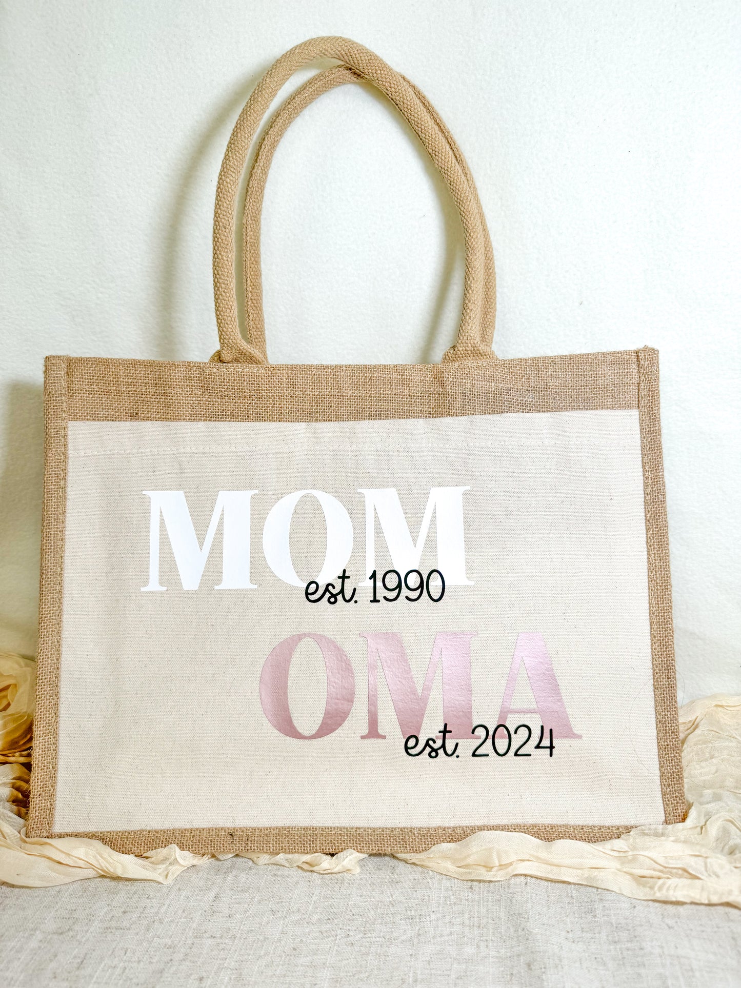 Jutetasche / personalisiert / MOM-OMA – Individuelles Geschenk für Großmütter