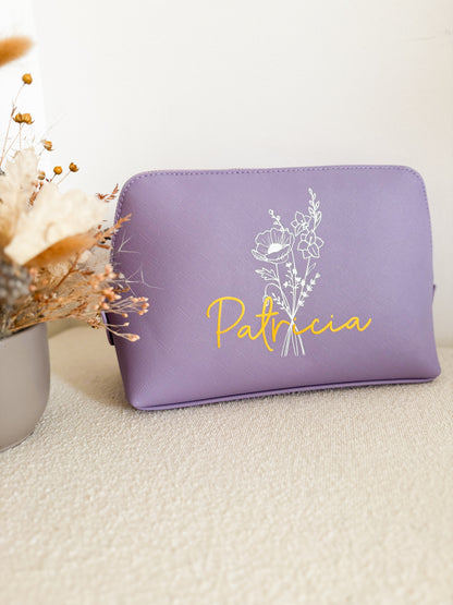 Personalisierte Kosmetiktasche mit Geburtsblume