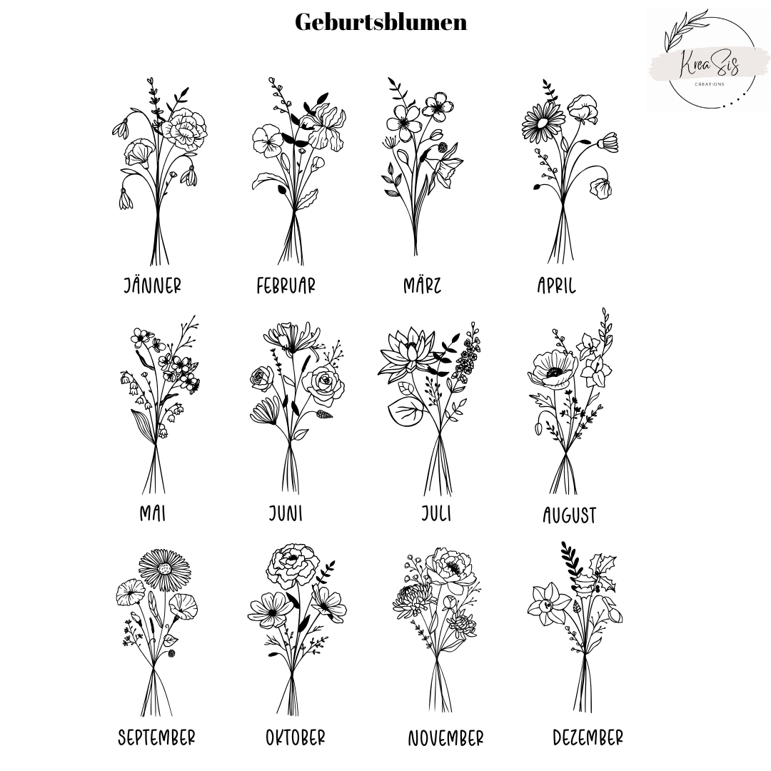 Personalisierte Kosmetiktasche mit Geburtsblume