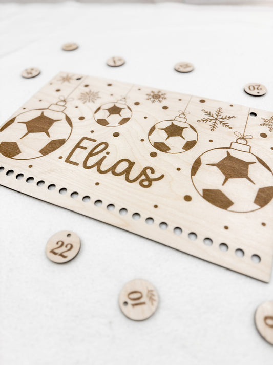 Personalisierter Adventkalender zum Befüllen aus Holz | Motiv Fußball