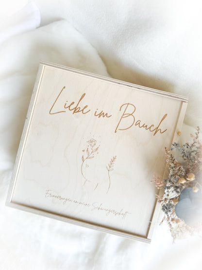 Erinnerungskiste aus Holz mit Schiebedeckel | Holzbox | Gravur | Schwangerschaft | Geschenk

