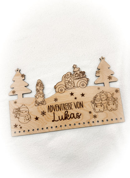 Personalisierter Adventkalender zum Befüllen aus Holz | Adventreise