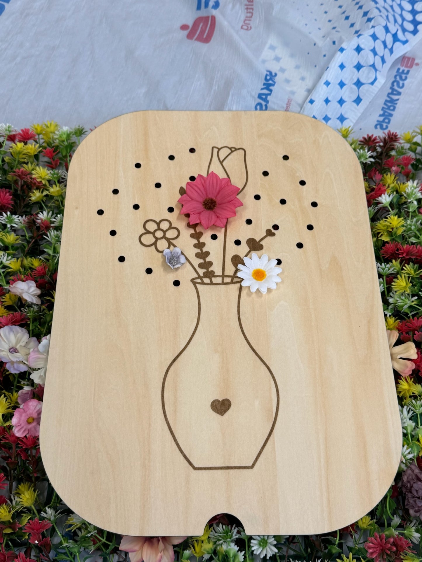 Aktivitätsplatte Blumenvase