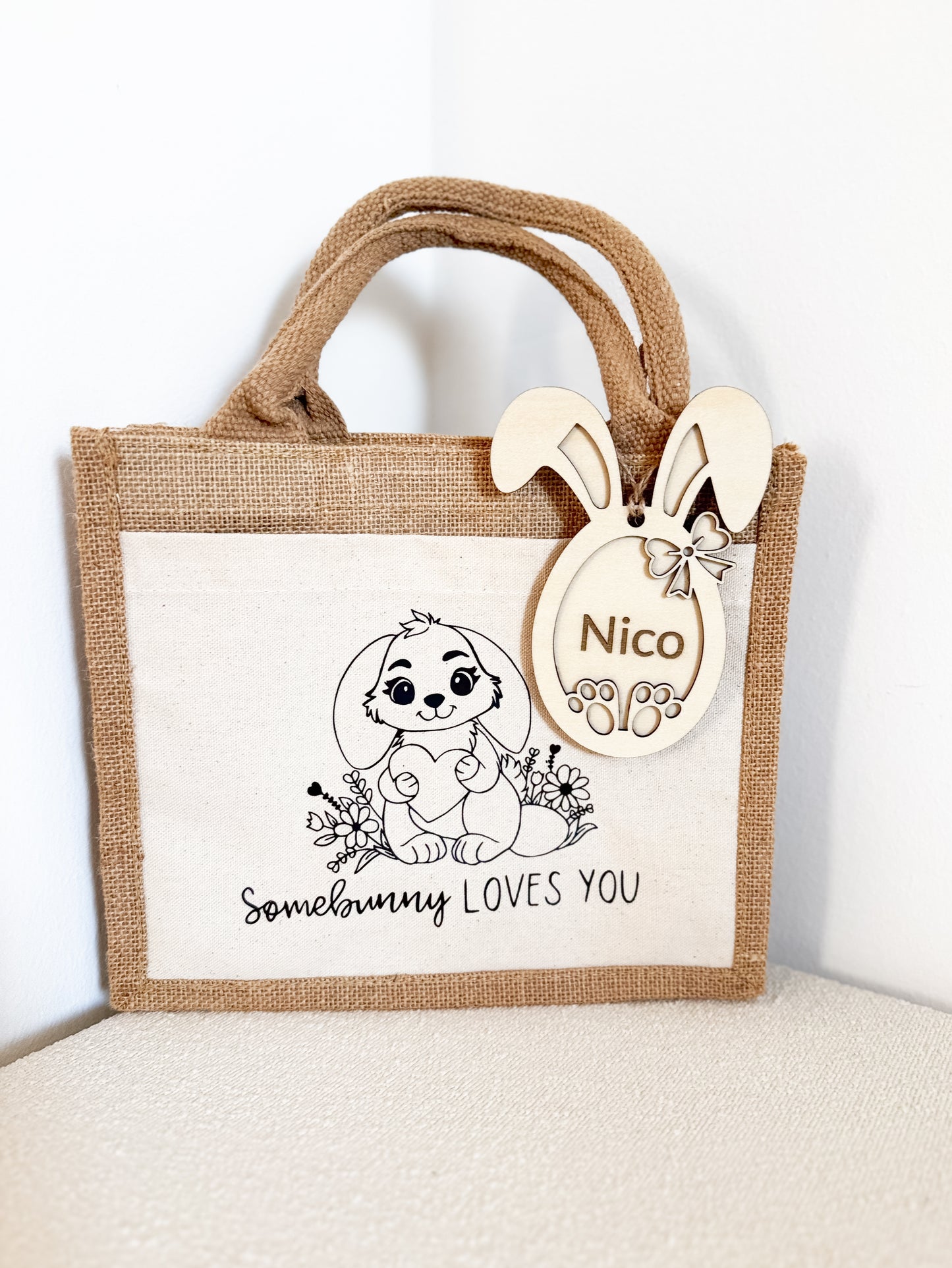 Jutetasche „Somebunny loves you“