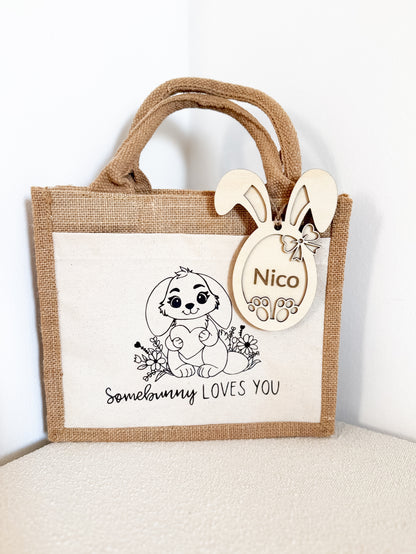 Jutetasche „Somebunny loves you“