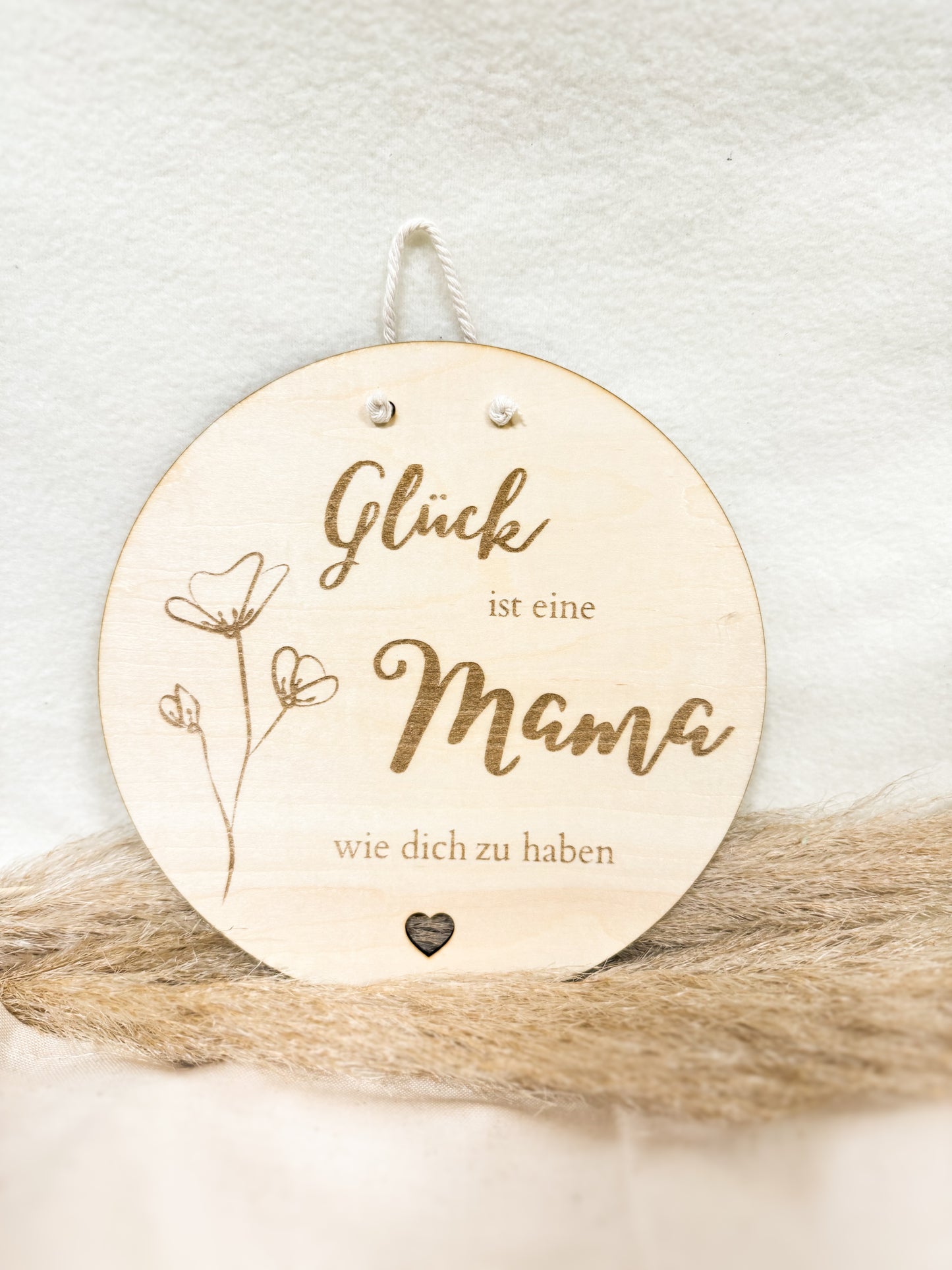 Holzschild "Glück ist eine Mama wie dich zu haben" – Liebevolle Dekoration zum Aufhängen